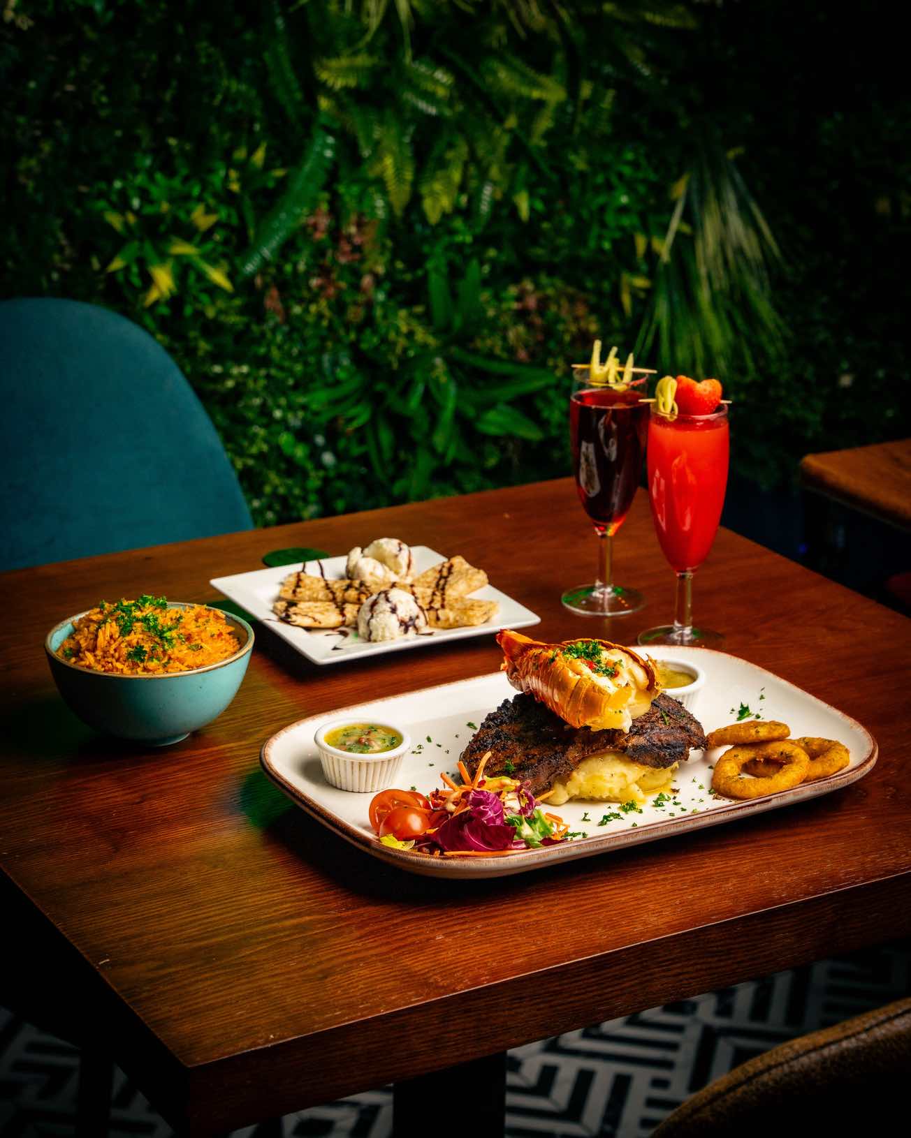 Lobster dinner spread